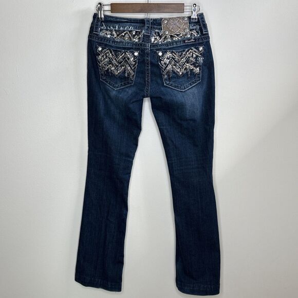 Miss Me Jeans Women’s 26x31 Blue Signature Boot Cut Embellished Pockets - Picture 1 of 16